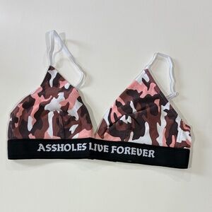 Assholes Live Forever Pink Camouflage Bralette